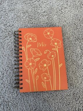 Orange Floral 'Notes' Spiral Notebook